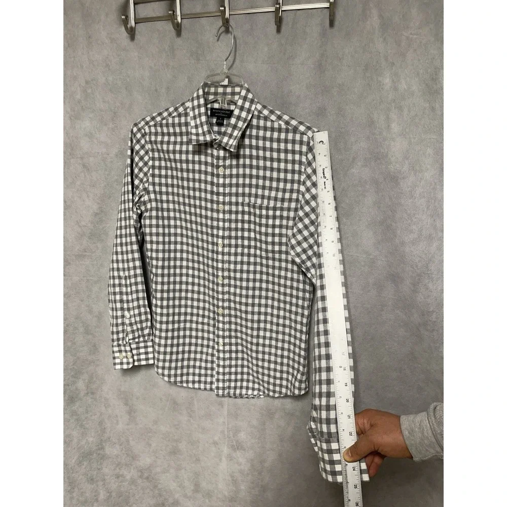 Banana Republic Shirt Men S Standard Gingham Check‎ Linen Cotton Roll Up Sleeves